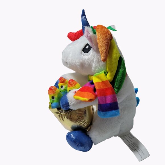 Gemmy Animated Rainbow Unicorn 9 inch Plush Sings Deck the Halls Stuffed Animal - Picture 3 of 8